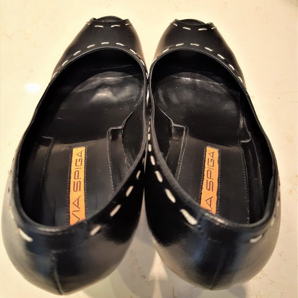 👠Via Spiga black leather open toe pumps heels - Picture 11 of 13